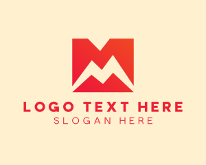 Hh - Red Letter M Square logo design