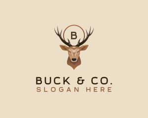 Buck - Deer Antler Stag logo design