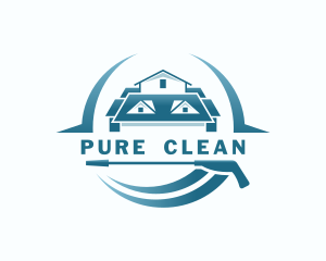 Pressure Washer Cleaning House logo design