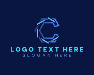 Letter C - Digital Tech Hexagon logo design