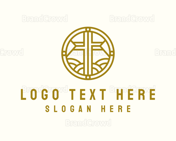 Golden Crucifix Cross Logo