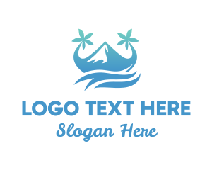 Palm - Sea Island Mountain logo design