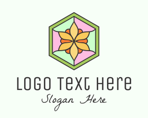 Hexagon - Flower Window Stained Glass logo design