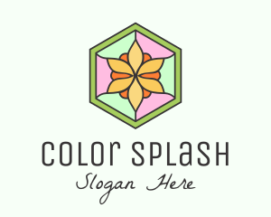 Flower Window Stained Glass logo design