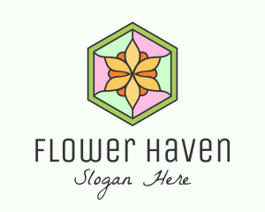 Flower Window Stained Glass logo design