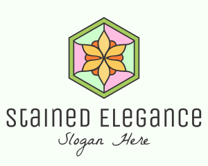 Flower Window Stained Glass logo design