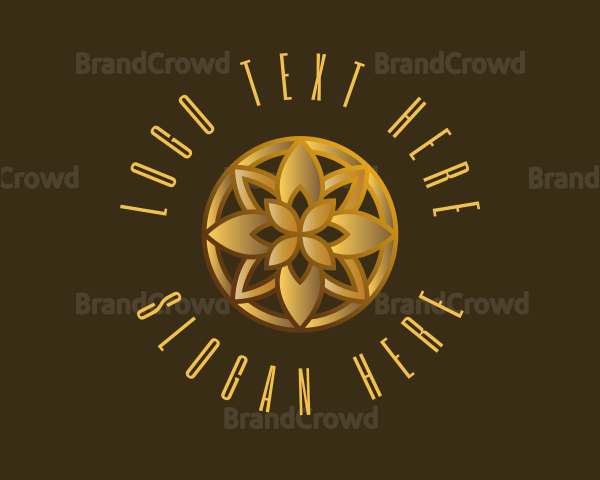 Golden Luxury Flower Logo