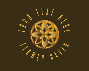 Golden Luxury Flower logo design