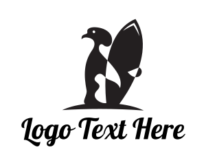 Surfboard - Black Penguin Surfer logo design