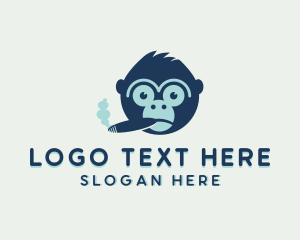 Smoking - Smoking Cigar Monkey logo design