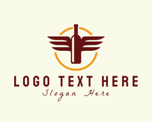 Wine Bar - Wine Wings Badge logo design