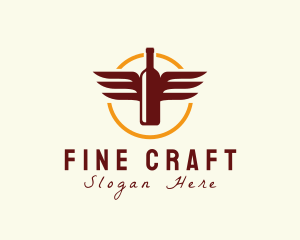 Wine Wings Badge logo design