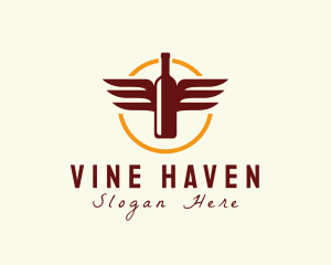 Wine Wings Badge logo design