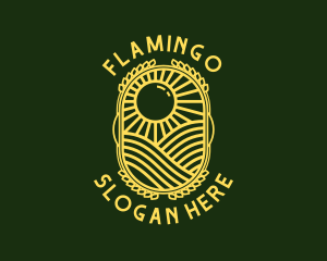 Sunset Farming Field Logo