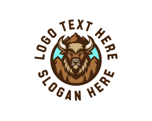 Traveler - Mountain Wild Bison logo design