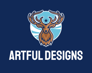 Reindeer Antlers Mascot logo design