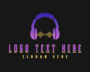 Recording Studio - Headphone Music Wave logo design