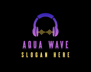 Headphone Music Wave logo design