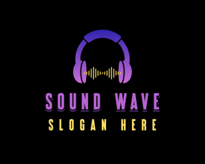 Headphone Music Wave logo design