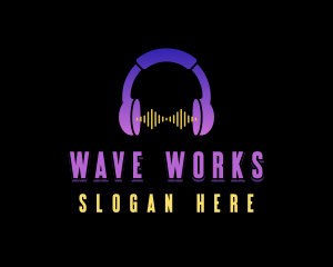 Headphone Music Wave logo design