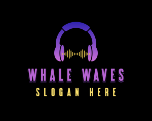 Headphone Music Wave logo design