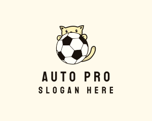 Soccer Coach - Cat Soccer Ball logo design