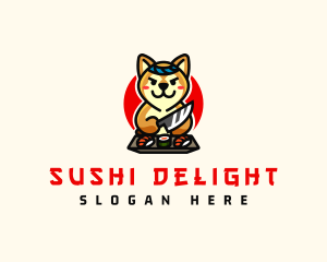 Cute Shiba Inu Sushi logo design