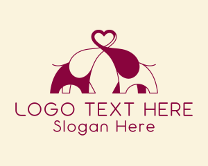 Animal - Dating App Elephant Heart logo design
