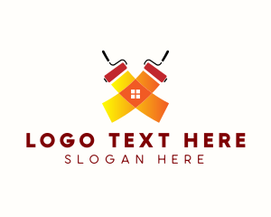 Home Renovation - Paint Roller Painting logo design