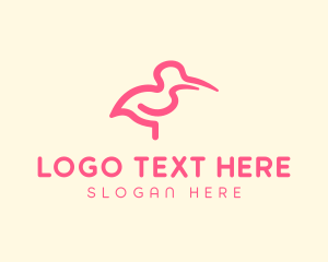 Line - Flamingo Crane Bird logo design