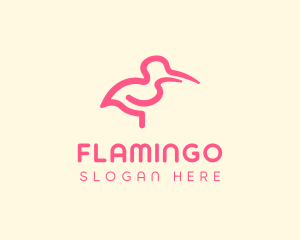 Flamingo Crane Bird logo design