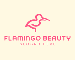 Flamingo Crane Bird logo design