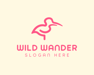 Flamingo Crane Bird logo design