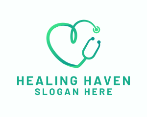 Hospital - Stethoscope Heart Hospital logo design