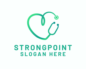 Stethoscope Heart Hospital logo design