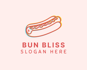 Bun - Hot Dog Snack Glitch logo design