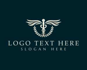Snake - Medical Caduceus Leaves logo design