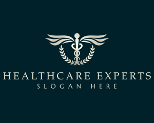 Medical Caduceus Leaves logo design