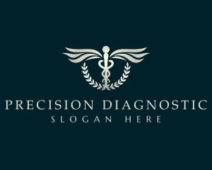 Diagnostic - Medical Caduceus Leaves logo design