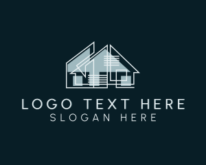 House - House Contractor Blueprint logo design