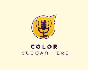 Podcast - Podcast Mic Chat Forum logo design