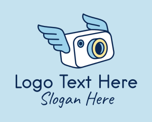 Camera Lens - Camera Photographer Wings logo design