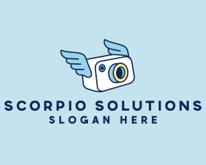 Camera Photographer Wings  logo design