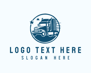 Distribution - Trailer Truck Cargo Transport logo design