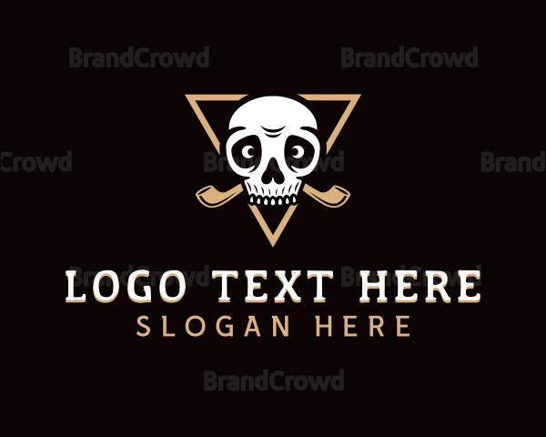 Skull Cigar Smoking Pipe Logo