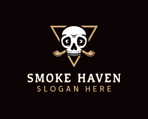 Tobacco - Skull Cigar Smoking Pipe logo design