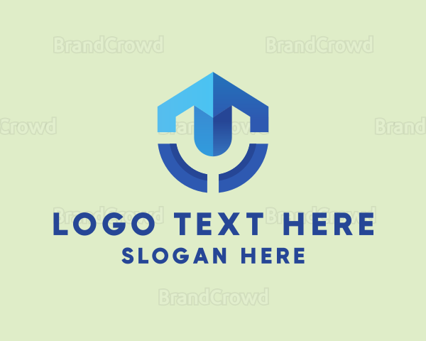 3D Tech Crest Letter U Logo