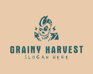 Grainy - Mohawk Skull Musician logo design