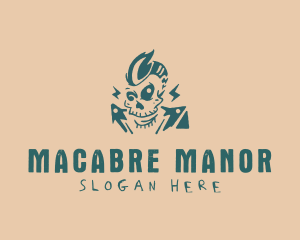 Mohawk Skull Musician logo design