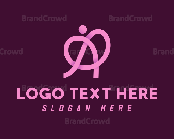 Pink Ribbon Knot Letter A Logo